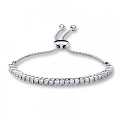 Diamond Bolo Bracelet 1/4 ct tw Round-cut 10K White Gold