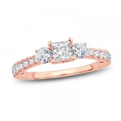 Three-Stone Diamond Engagement Ring 1 ct tw Princess/Round-Cut 14K Rose Gold