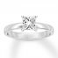 Certified Diamond Solitaire 3/4 ct Princess-cut 14K White Gold