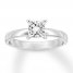 Certified Diamond Solitaire 3/4 ct Princess-cut 14K White Gold