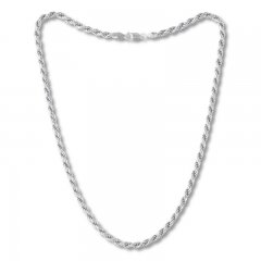 Men's Rope Chain Necklace Sterling Silver 22"