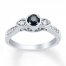 Diamond Engagement Ring 1/4 ct tw Black/White 10K White Gold