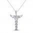 Diamond Caduceus Necklace 1/6 ct tw 10K White Gold 18"