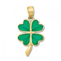 Four Leaf Clover Charm 14K Yellow Gold/Enamel