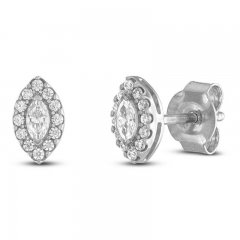 Diamond Stud Earrings 1/4 ct tw Marquise/Round-Cut 10K White Gold