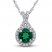 Lab-Created Emerald & White Lab-Created Sapphire Necklace Sterling Silver 18"