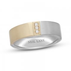 Neil Lane Men's Diamond Wedding Band 1/20 ct tw Round-Cut 14K Two-Tone Gold