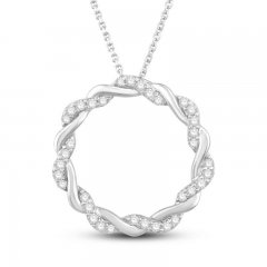 Circle of Gratitude Diamond Necklace 3/8 ct tw Round-cut 10K White Gold 19"