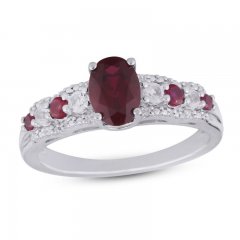 Lab-Created Ruby & White Lab-Created Sapphire Ring Sterling Silver