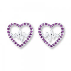 Heartbeat Earrings Amethysts Sterling Silver