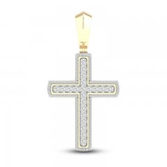 Men's Diamond Cross Pendant 2 ct tw Round-cut 10K Yellow Gold