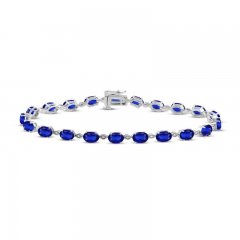 Blue Lab-Created Sapphire Bracelet Oval-cut Sterling Silver