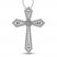 Diamond Cross Necklace 1/4 ct tw Round/Baguette 10K White Gold 18"