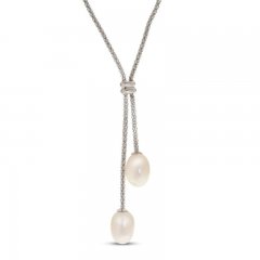 Cultured Pearl Lariat Necklace Sterling Silver