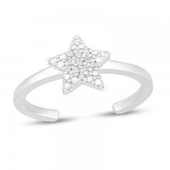 Diamond Accent Star Toe Ring Sterling Silver