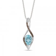 Le Vian Blue Topaz Necklace 1/4 ct tw Diamonds 14K Vanilla Gold 18"