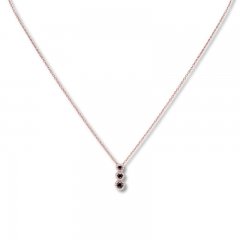 Black & White Diamond Necklace 1/4 ct tw 10K Rose Gold Adj.