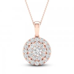 Multi-Diamond Necklace 1 ct tw Round-Cut 10K Rose Gold 18"