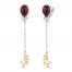 Disney Treasures Winnie the Pooh Garnet Diamond Accents Dangle Earrings Sterling Silver/10K Yellow Gold