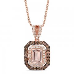 Le Vian Morganite Necklace 1 ct tw Diamonds 14K Strawberry Gold 18"