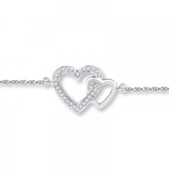 Heart Anklet 1/15 ct tw Diamonds Sterling Silver