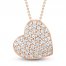 Diamond Pave Heart Necklace 1/4 ct tw Round-cut 10K Rose Gold 18"