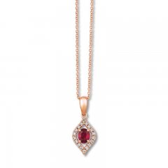 Le Vian Natural Ruby Necklace 1/6 ct tw Nude Diamonds 14K Gold