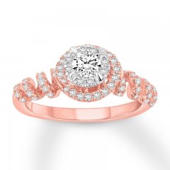 Diamond Engagement Ring 5/8 ct tw Round-cut 14K Rose Gold