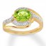 Peridot Ring 1/10 ct tw Diamonds 10K Yellow Gold