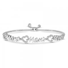 Diamond Mom Bolo Bracelet Sterling Silver