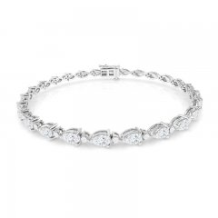 Diamond Tennis Bracelet 5-1/2 ct tw Pear & Round-cut 10K White Gold 7.5"