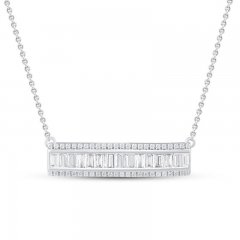 Diamond Bar Necklace 1/2 ct tw Baguette/Round 10K White Gold