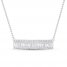 Diamond Bar Necklace 1/2 ct tw Baguette/Round 10K White Gold