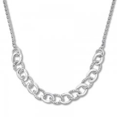 Diamond Link Bolo Necklace 1/10 ct tw Round-cut Sterling Silver