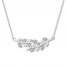 Diamond Leaf Choker Necklace 1/15 ct tw Sterling Silver Adj