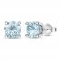 Aquamarine Stud Earrings Sterling Silver