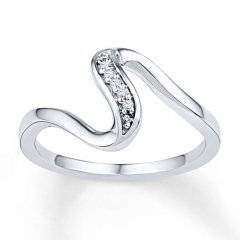 Midi Ring Diamond Accents Sterling Silver