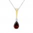 Garnet & Diamond Necklace Sterling Silver/10K Yellow Gold 18"