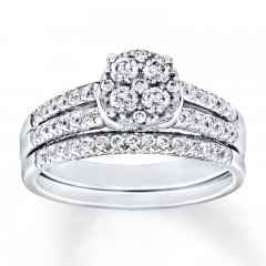 Diamond Bridal Set 3/4 ct tw Round-cut 14K White Gold