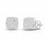 Men's Diamond Stud Earrings Round-cut 10K White Gold