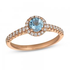 Le Vian Aquamarine Ring 1/3 ct tw Diamonds 14K Strawberry Gold