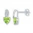 Peridot Heart Earrings Diamond Accents 10K White Gold