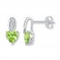 Peridot Heart Earrings Diamond Accents 10K White Gold