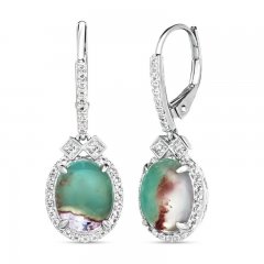 Le Vian Aquaprase & White Topaz Earrings 14K Vanilla Gold