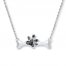 Dog Bone Necklace 1/20 ct tw Diamonds Sterling Silver