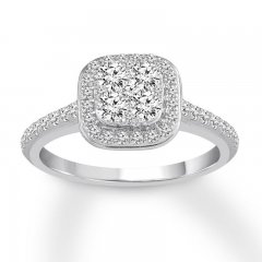 Diamond Engagement Ring 3/4 ct tw Round-cut 14K White Gold