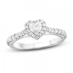 Diamond Engagement Ring 5/8 ct tw Heart/Round 14 White Gold