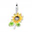 Sunflower Charm Yellow/Green Enamel Sterling Silver