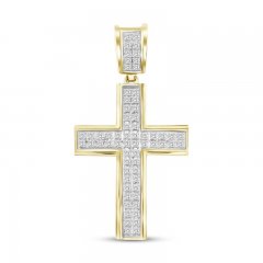 Men's Diamond Cross Pendant 1/5 ct tw Round-cut 10K Yellow Gold