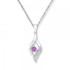 Amethyst Necklace 1/20 ct tw Diamonds 10K White Gold